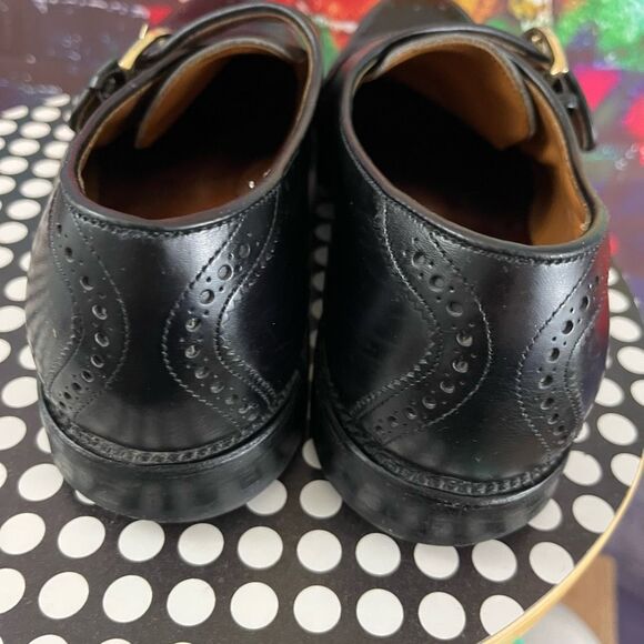 Allen Edmonds Dress Shoes Mens 9 D Black HILLSBORO Leather Cap Toe Monk Strap - Picture 4 of 8